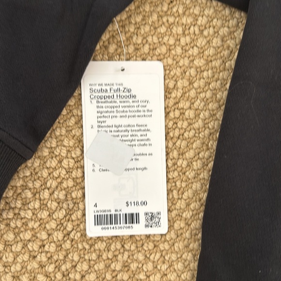 Lululemon Scuba Full-Zip Cropped Hoodie New With Tags Size 4 Black - Picture 4 of 5